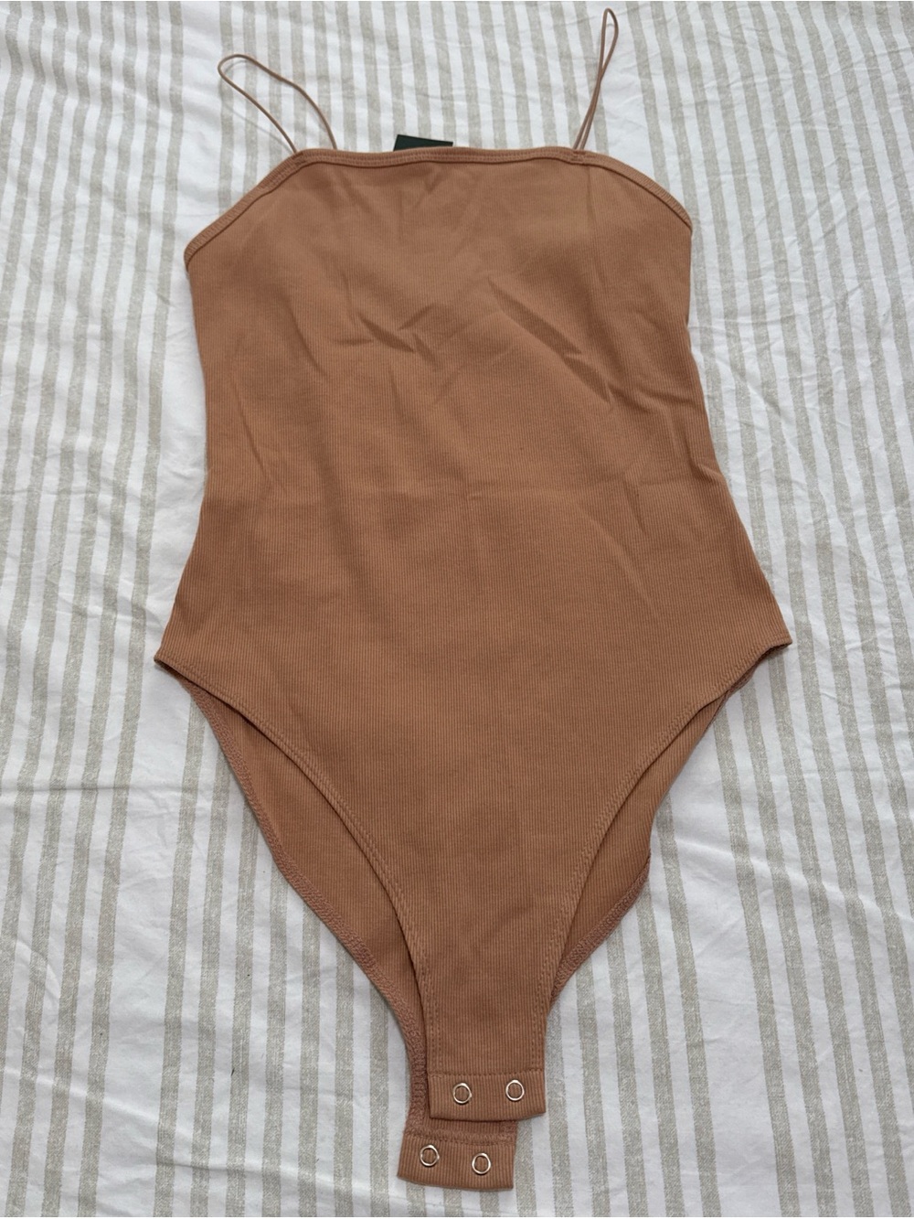 Target Brown Ribbed Spaghetti-Strap One-Piece Bodysuit